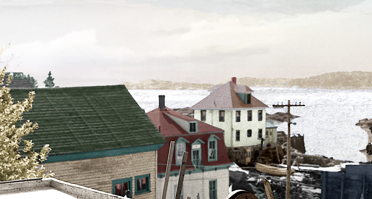 Stonington, Southeast 2007 digital montage realized as archival pigment print 20" x 37"