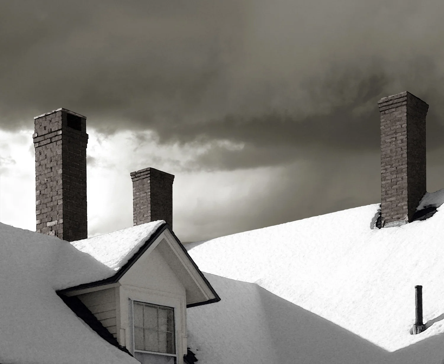 Three Chimneys 2007 digital montage realized as archival pigment print 20" x 24" 