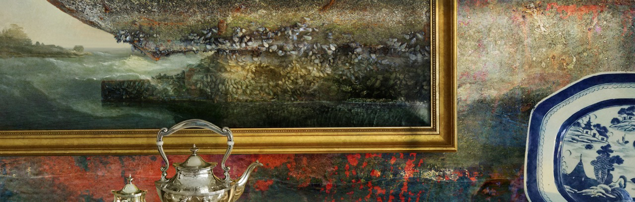 Home and Away 2014 digital montage realized as archival pigment print 14" x 44"