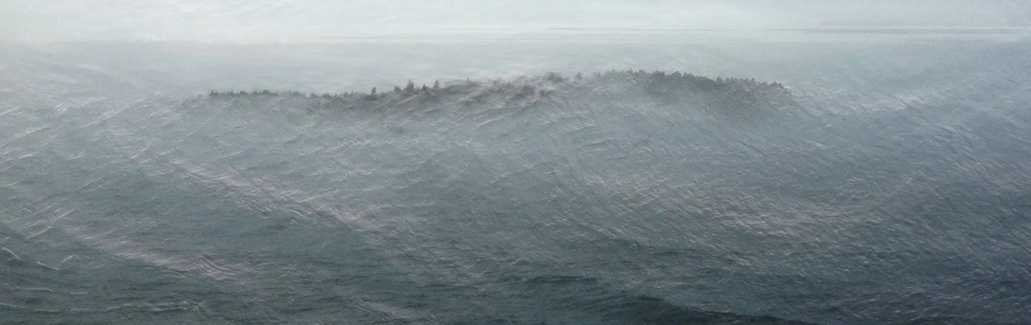 Sea Smoke 2016 digital montage realized as archival pigment print 15" x 47"