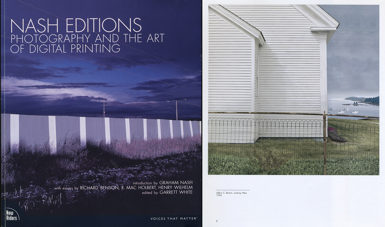 left NASH EDITIONS Photography and the Art of Digital Printing, publ. 2007 by New Riders, Berkeley CA right, inside cover, "Looking West", 1994, Jeffery C. Becton Digital print