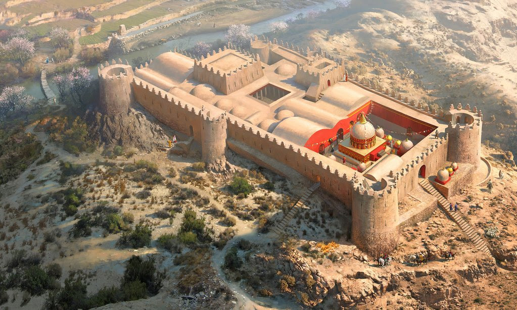 An illustration created by National Geographic Magazine depicting what Mes Aynak may have looked like 2,000 years ago.