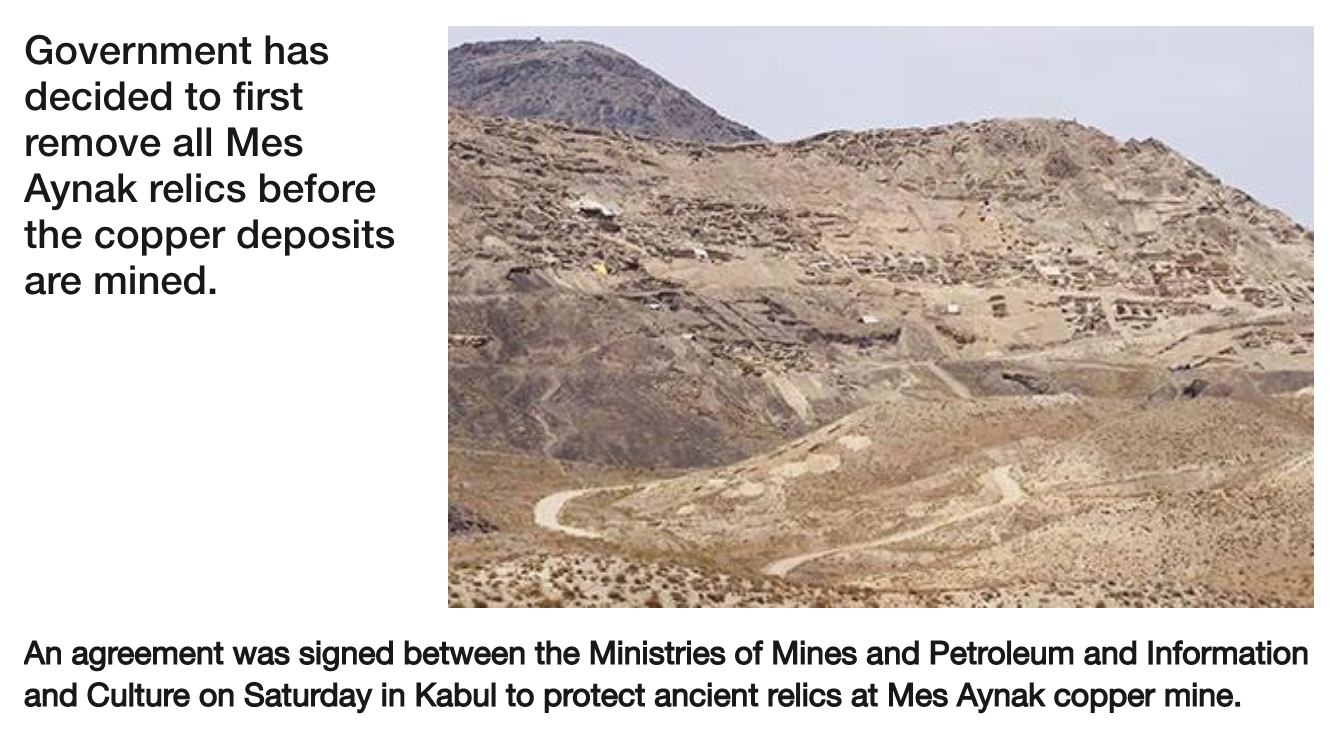 Source : " Agreement Signed To Protect Mes Aynak Relics " Tolo News 