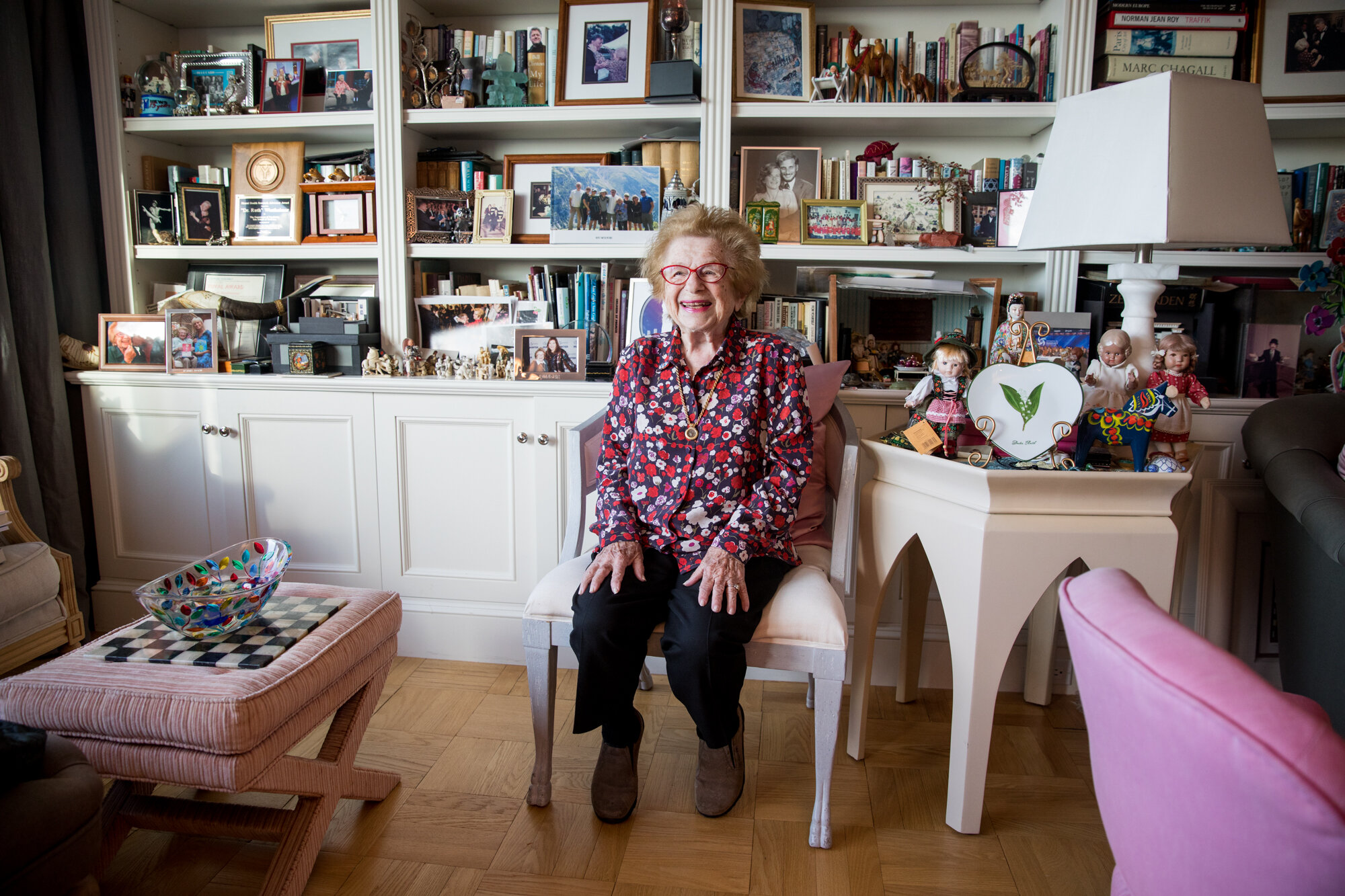 Dr. Ruth Westheimer poses for a portrait in her Hudson Heights apartment, Thursday, Jan. 14, 2020, in New York. Julius Constantine Motal/The Riverdale Press