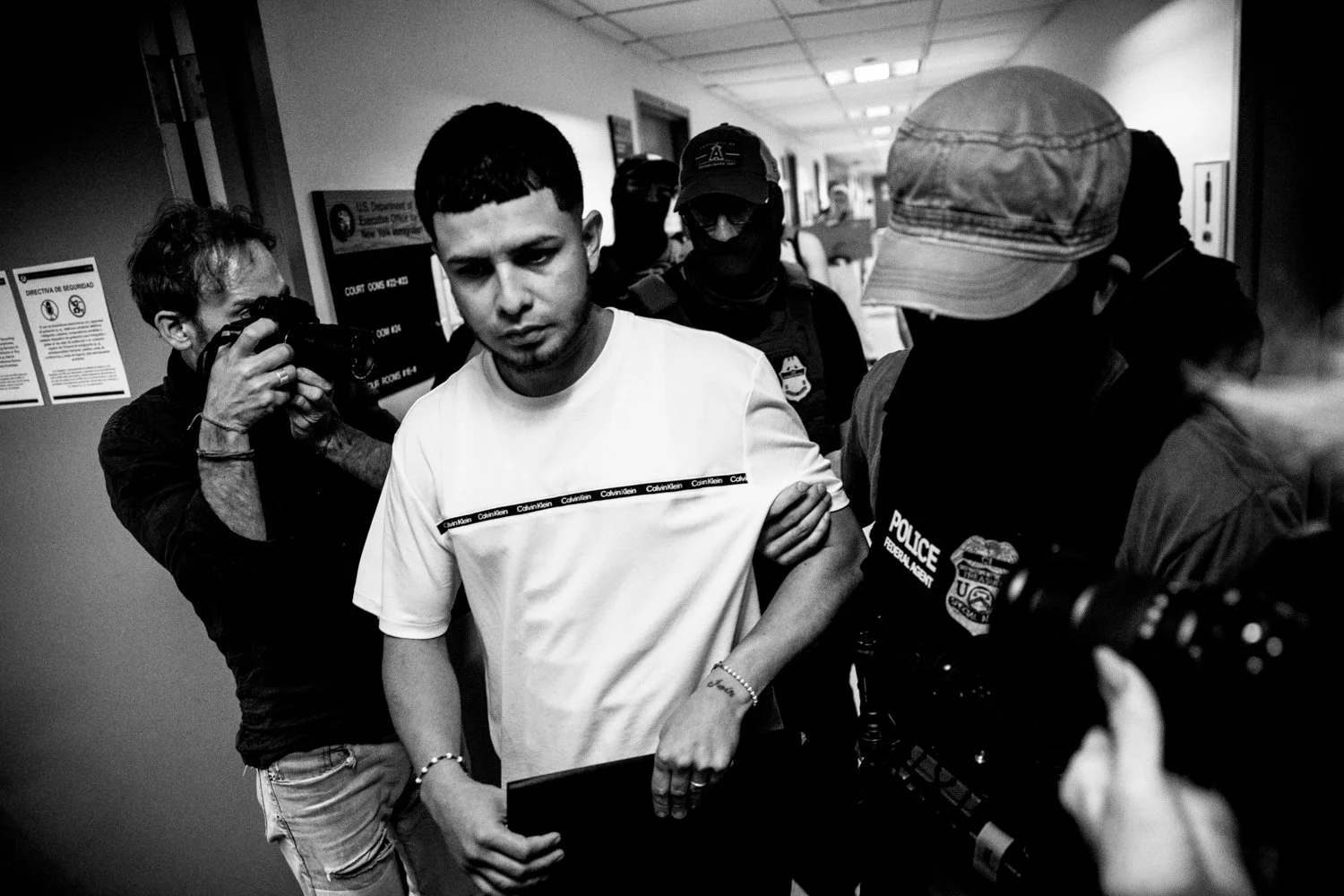  2:11 PM: Federal agents detain the father observed at 8:57 AM following his immigration hearing in the Jacob K Javits Federal Building in New York on 16 July 2025. He had arrived for his hearing with his family, but they were not allowed in the cour