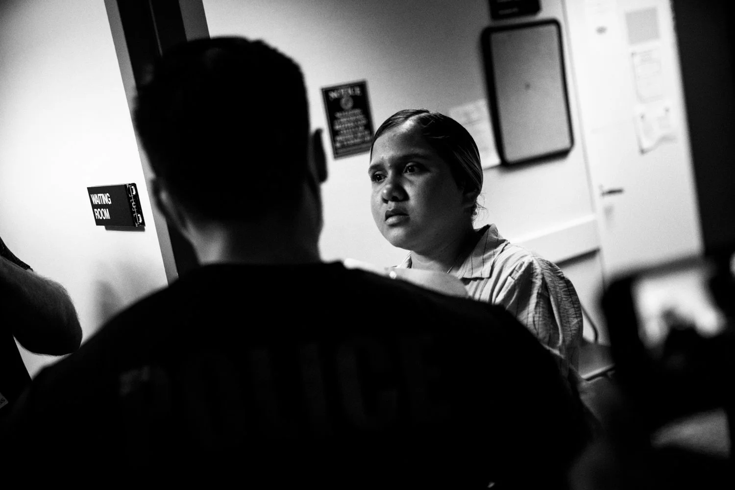  2:58 PM: A woman learns she is being detained by federal agents following her immigration hearing in the Jacob K Javits Federal Building in New York on 16 July 2025.  Julius Constantine Motal/ The Guardian  