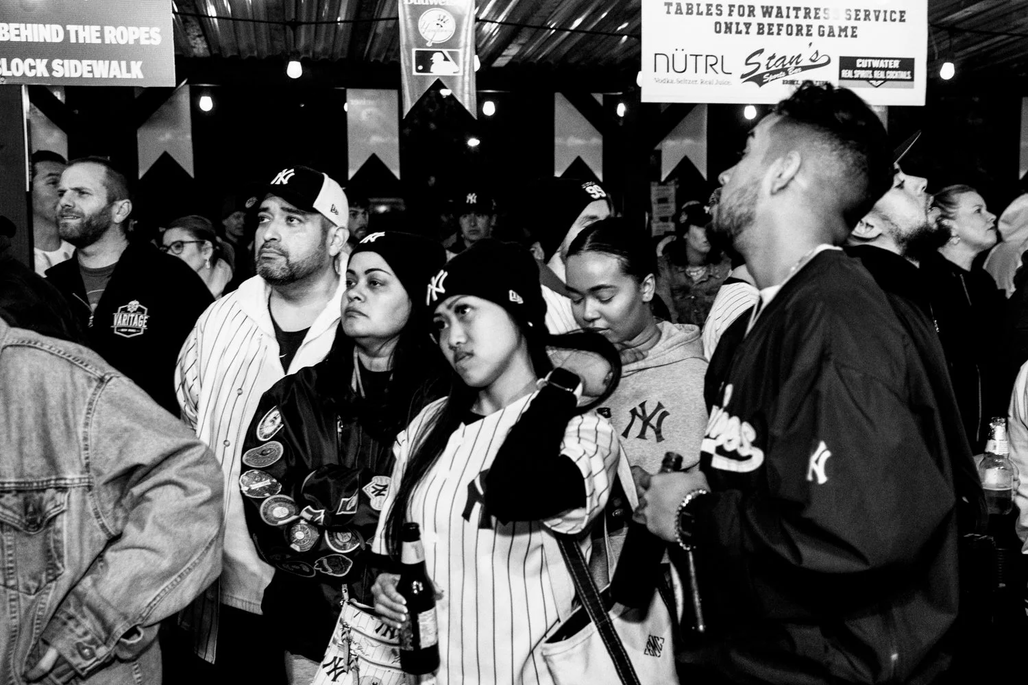  Yankees fans react to a scoreless inning in Game 3 of the World Series against the Dogers in the Bronx, New York, on October 28, 2024.  Julius Constantine Motal/ The Guardian  