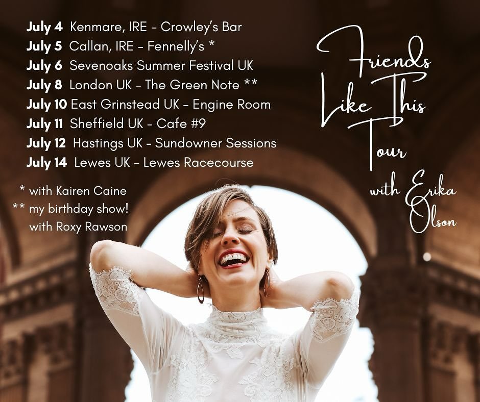 our tour schedule for the uk/ireland! one part pixie dust, two parts persistence and three parts fabulously entertaining voice memos with @erikaolsonmusic 

please forward to your cousins, your former coworkers, your schoolmates and send em our way! 