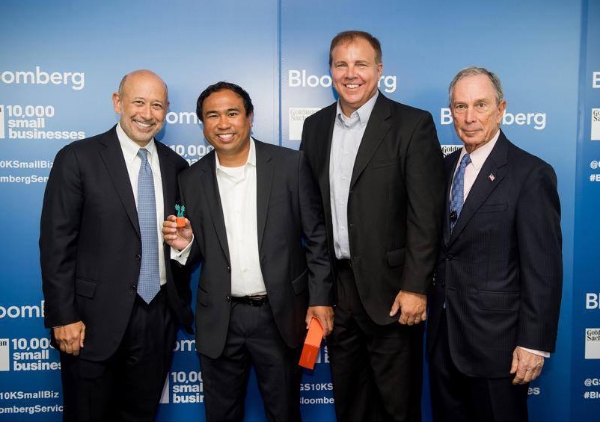 Michael Antaran, CEO of Marvel Apps and Carrot Pass LLC, is pictured here with Lloyd Blackfein, CEO of Goldman Sachs; Mike Murray, VP of Marketing & Communications for CARROT pass; and Michael Bloomberg in New York City.