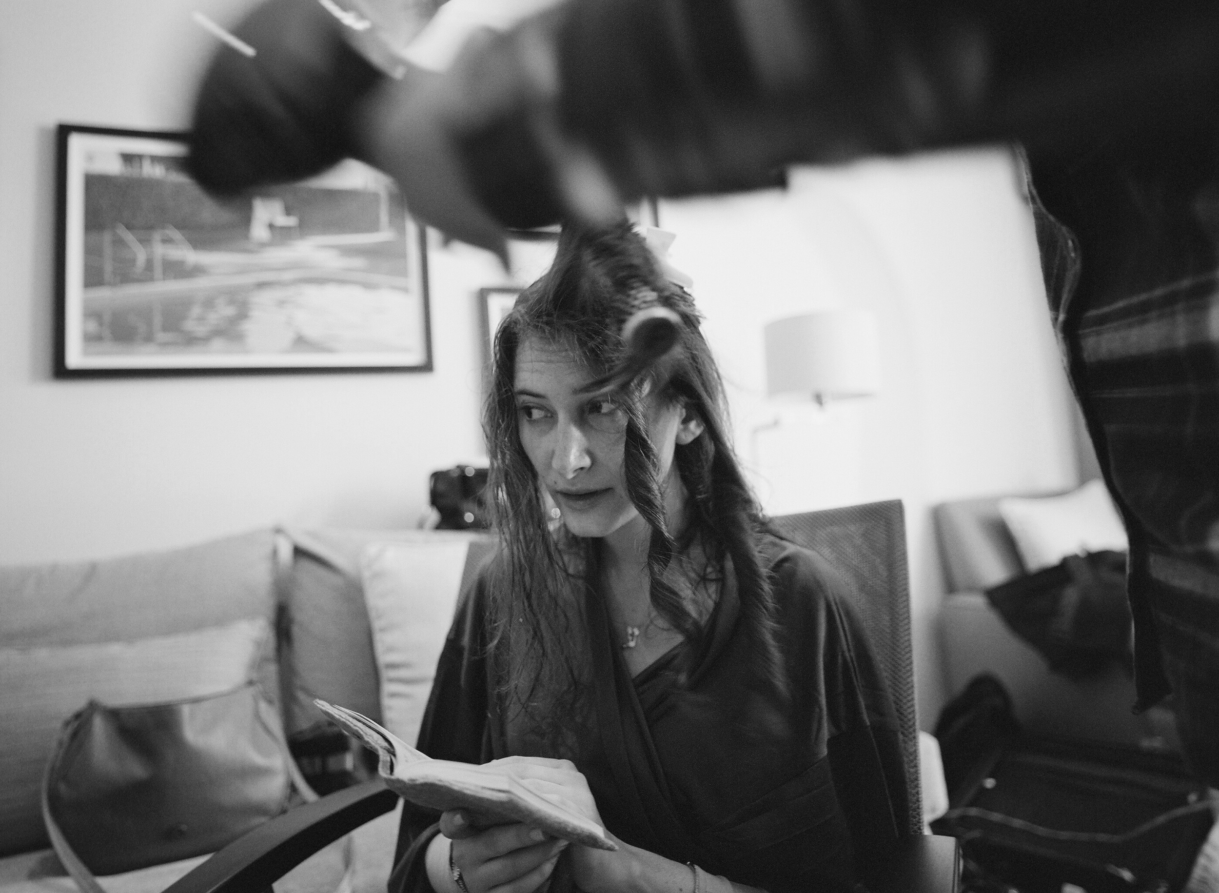 Orthodox Jewish bride gets ready as Top Destination Wedding Photographer photographs her Malibu wedding