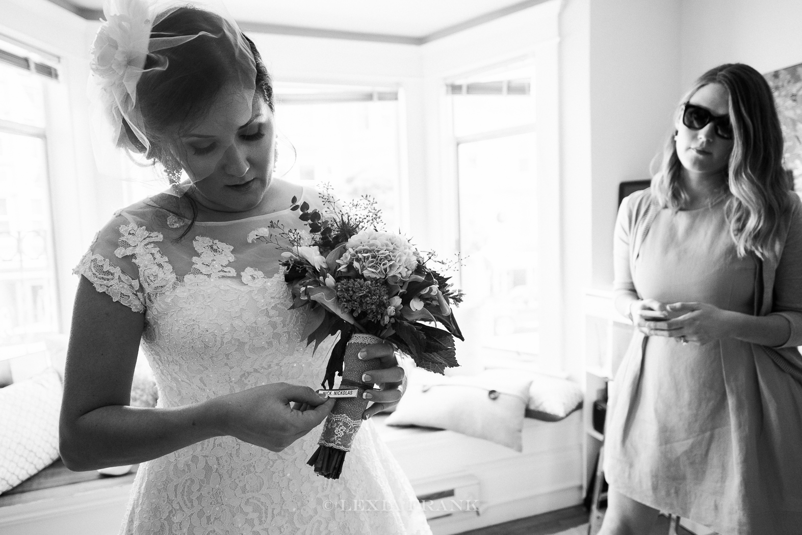 destination wedding photographer Lexia Frank - a portland fine art film photographer- photographs a San Francisco City Hall wedding in san francisco as bride gets ready. www.lexiafrank.com 