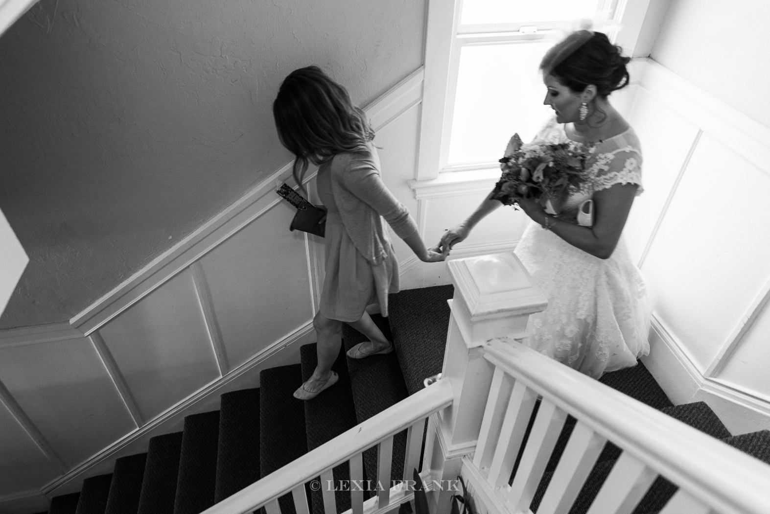 Destination Wedding Photographer Lexia Frank - a portland fine art film photographer - photographs a San Francisco City Hall Wedding in San Francisco as bride gets ready. www.lexiafrank.com 