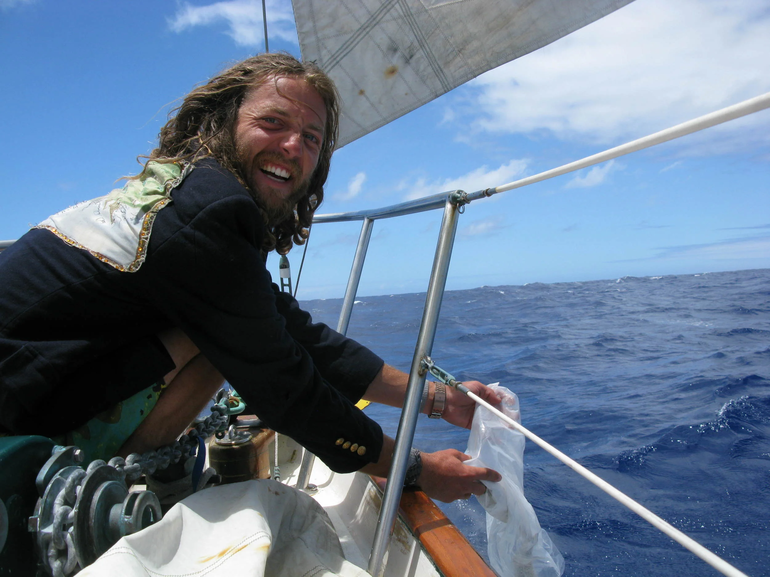 Jacob dumping the ashes of Jurgen, the former owner of Genesis Earthling. I wrote a story about that experience that appeared in Good Old Boat Magazine.