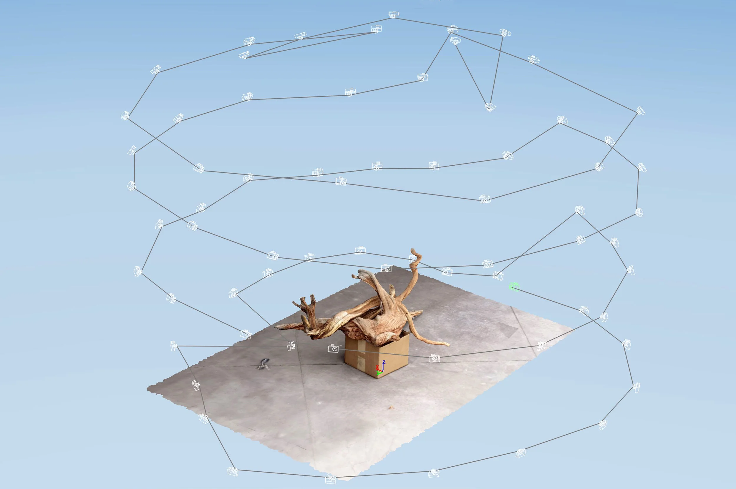 Simple photogrammetry example showing camera positions