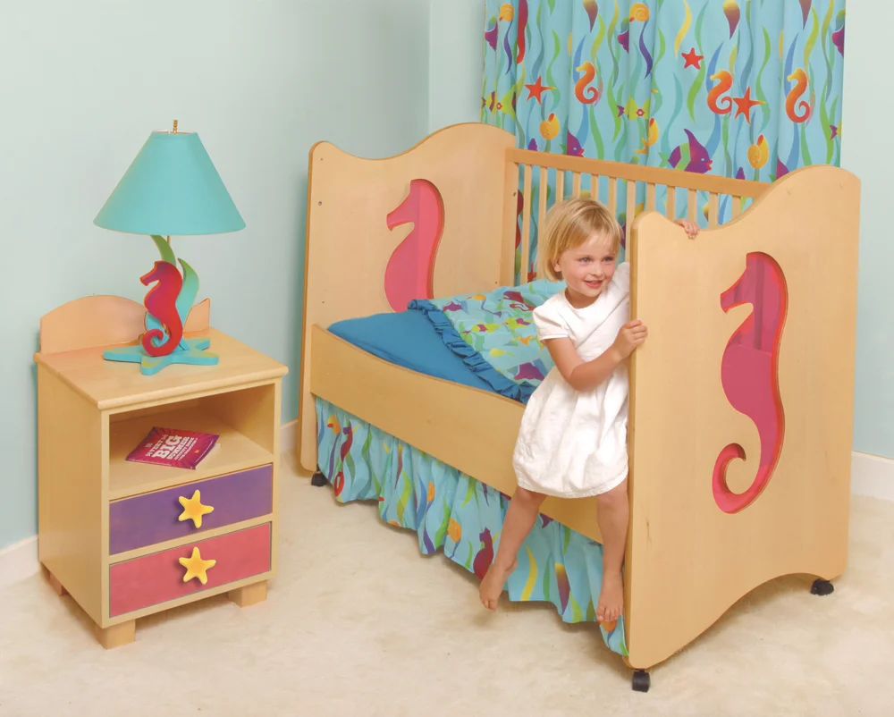 Tropical Sea Crib/Toddler Bed, Nightstand, Lamp