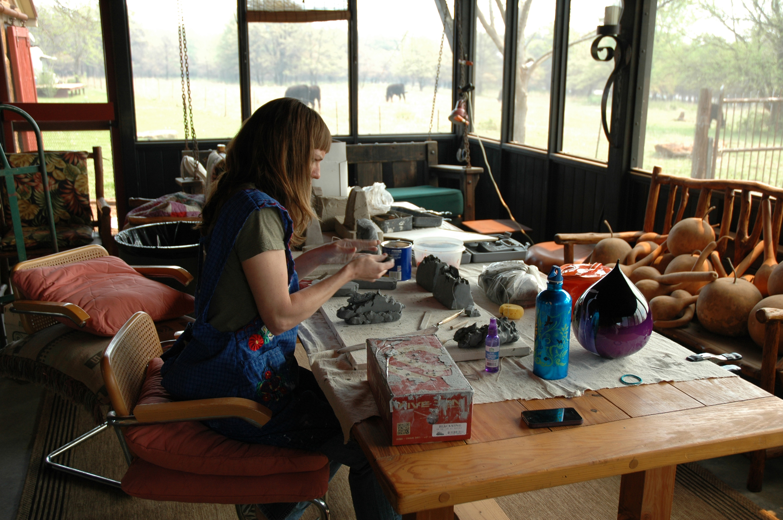 Visiting artist, Rachel Haynes at work