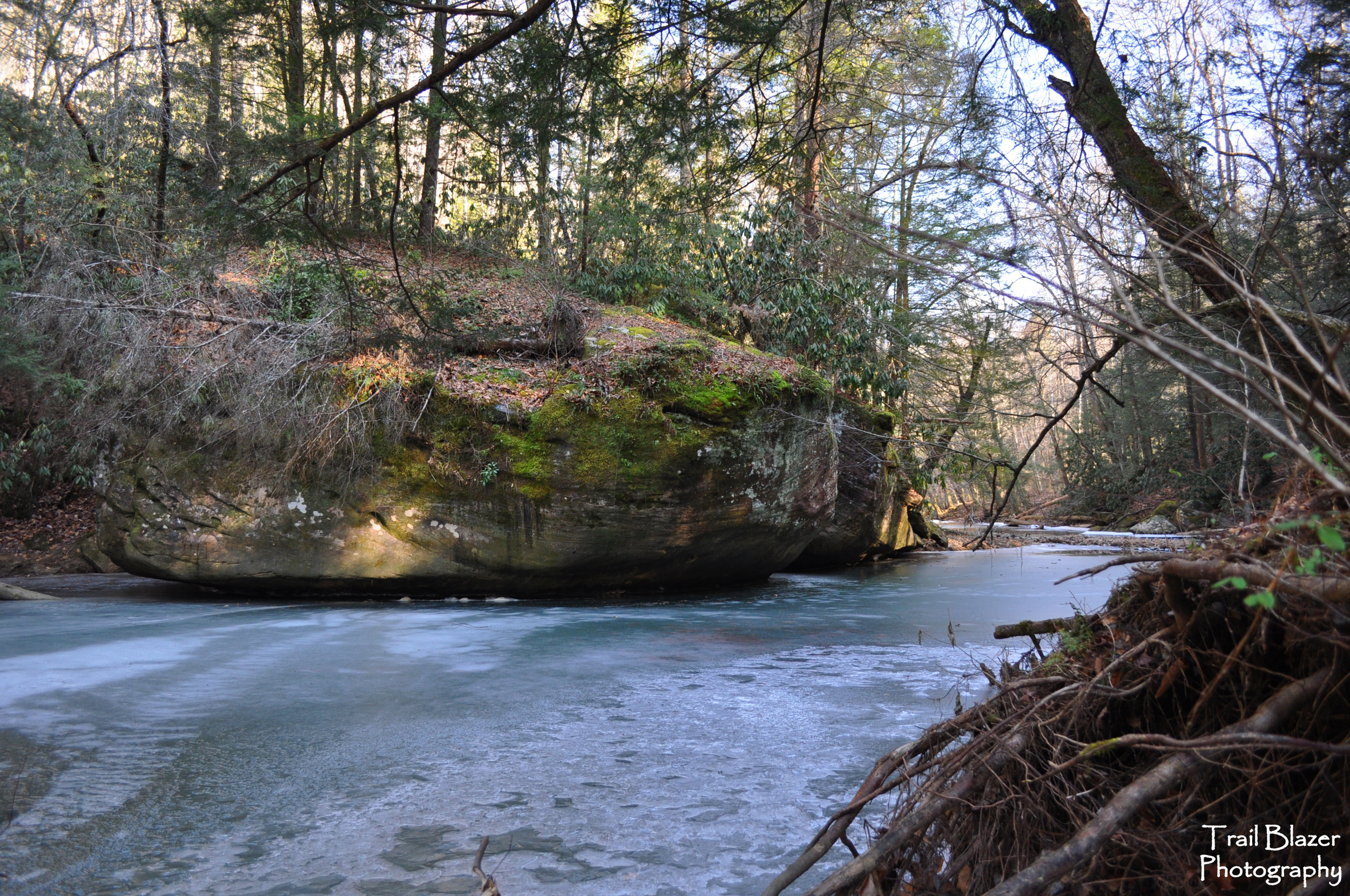 A frozen Swift Camp Creek.