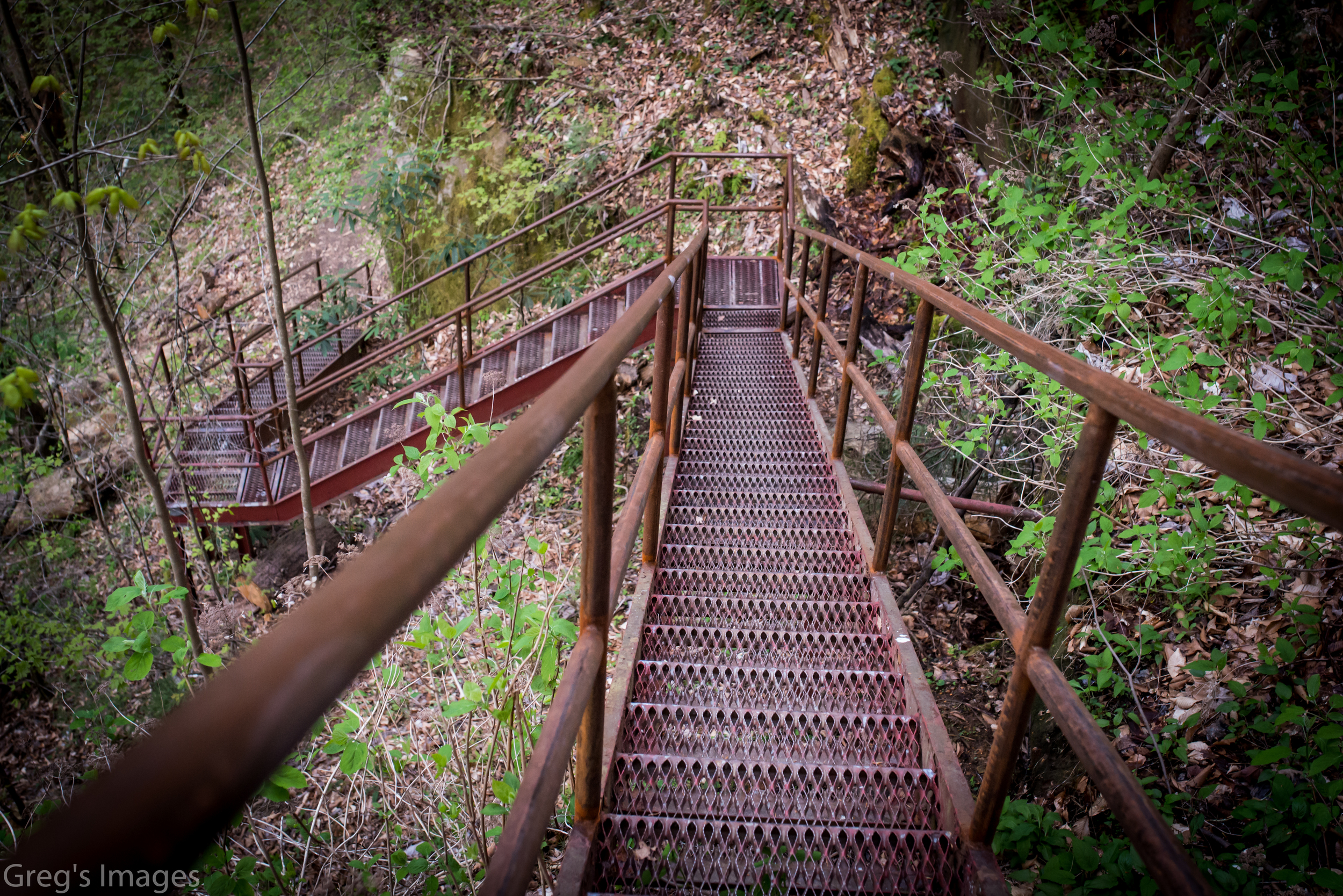 A steep set of stairs await those hiking to the falls.