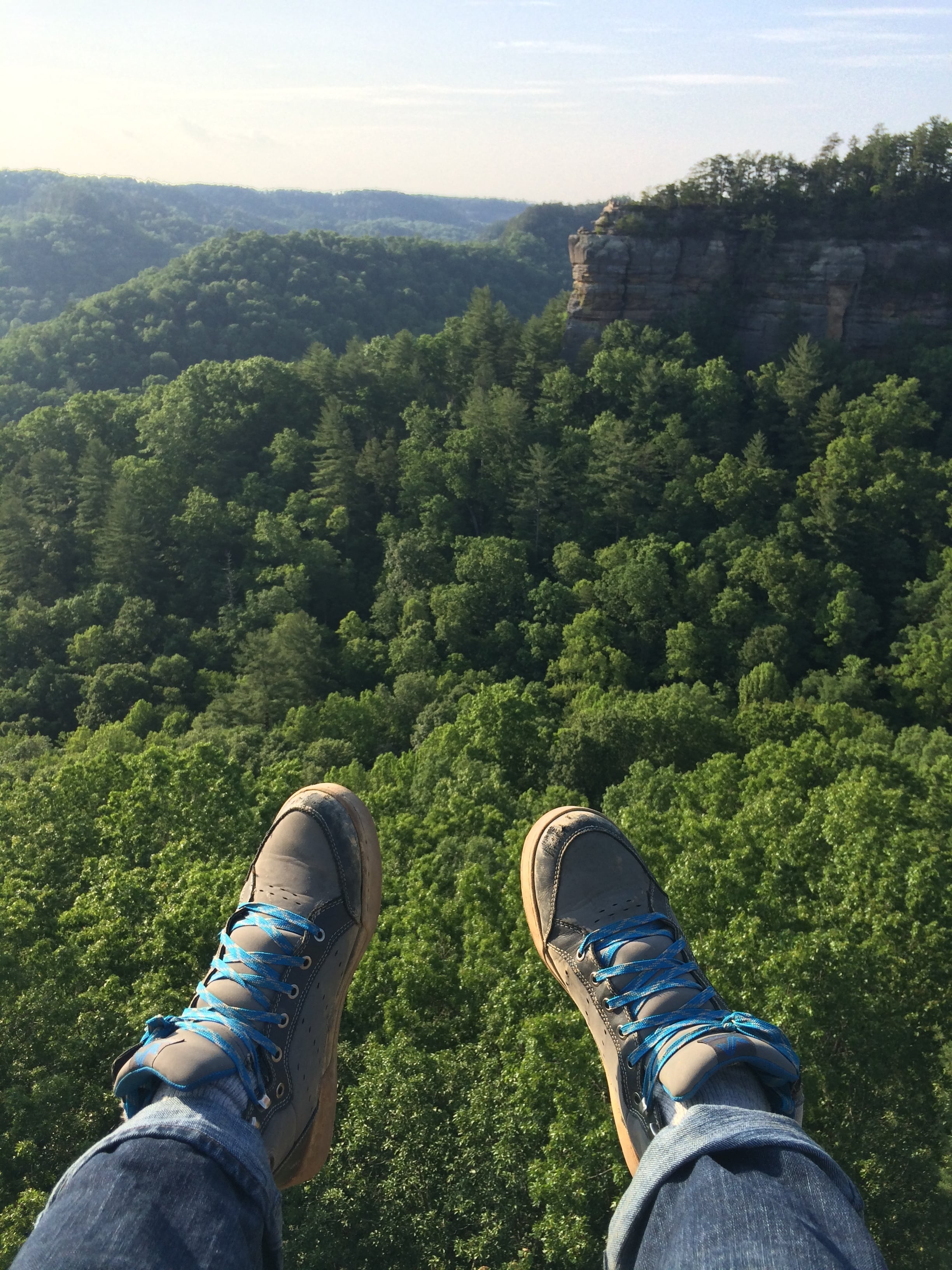 Sitting on Half Moon Rock looking out at Chimney Top Rock in the Red River Gorge.
