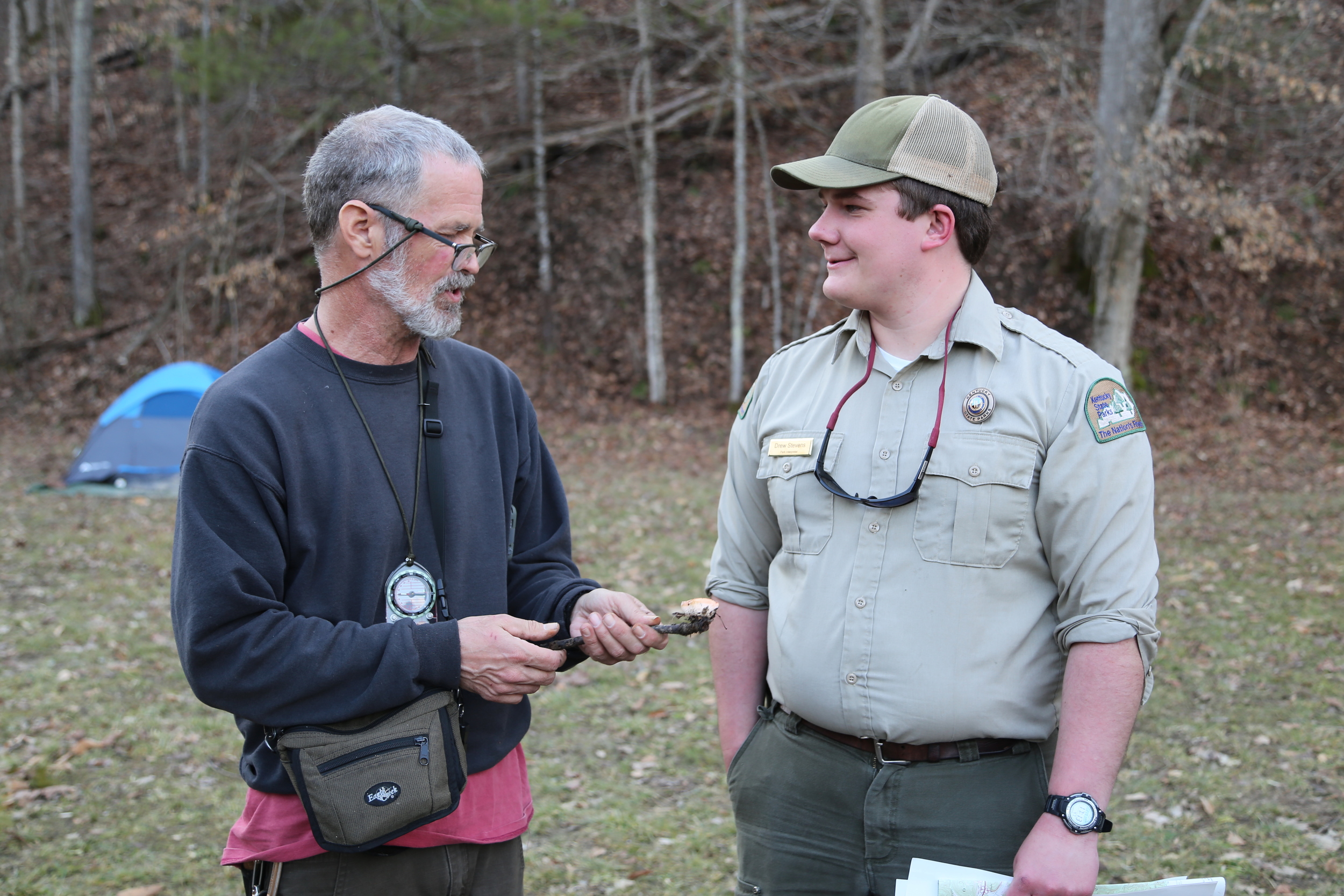 Survival expert John Rose and park naturalist Drew Stevens. Photo by Todd Nystrom.