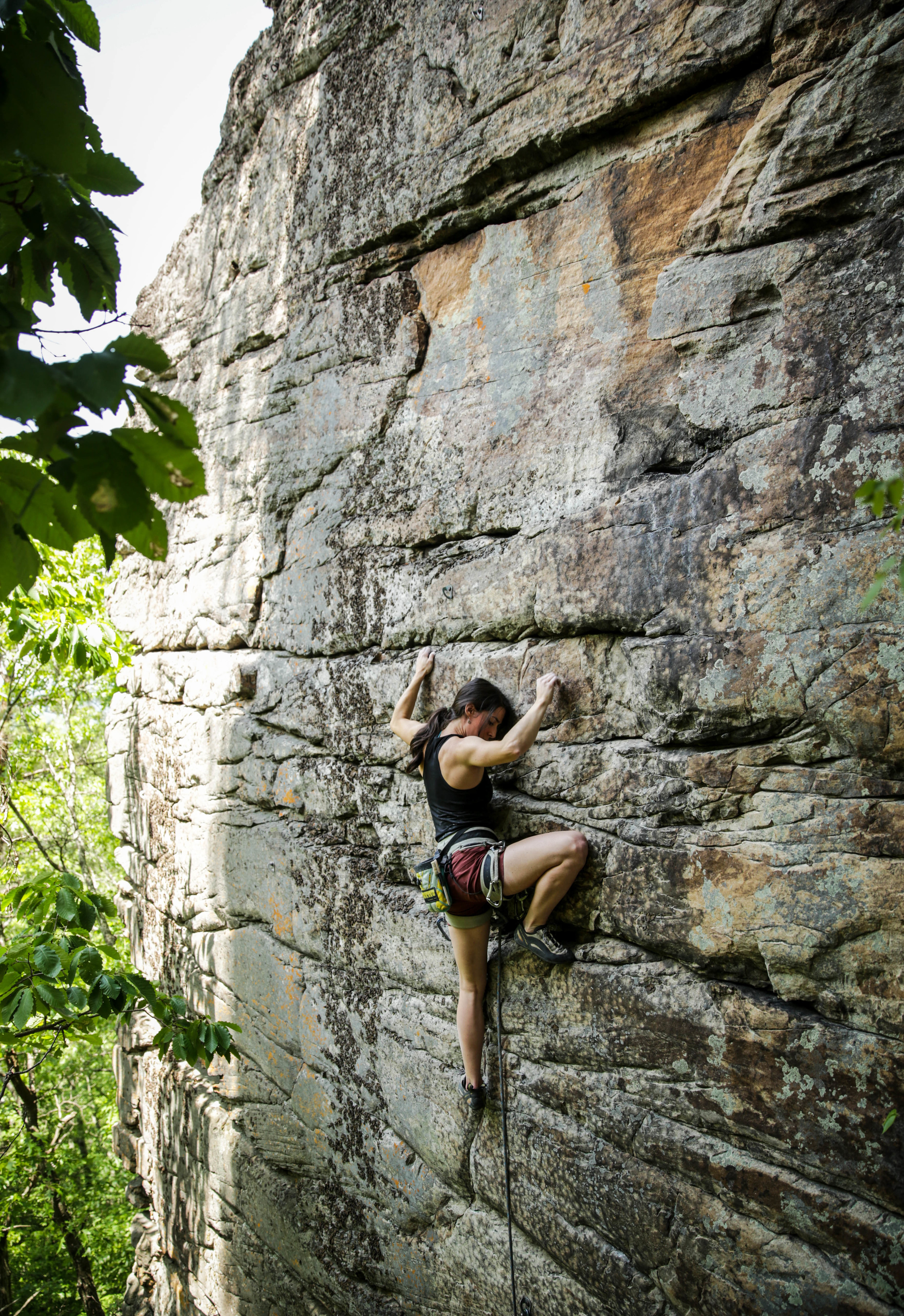 Kylie nearing the anchors on Breaking a Cold Sweat, 5.11+. Photo: Gerry Seavo James