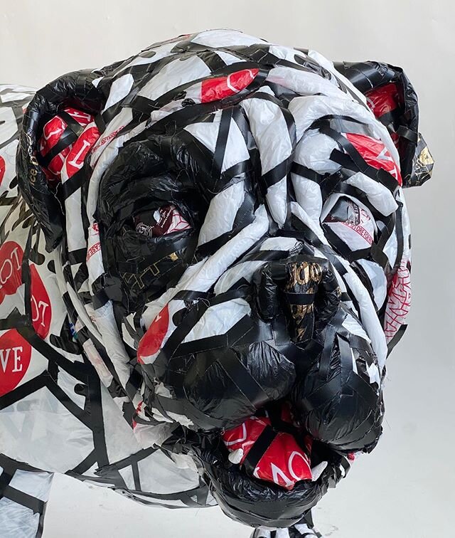 Harriet, 39&rdquo;H x 33&rdquo;W x 68&rdquo;L,  steel armature,  plastic drop cloth, single use plastic bags, exterior duct tape. Indoor or outdoor piece. Harriet will be in the &ldquo;Doggy Bags&rdquo; exhibition in the garment district in New York 