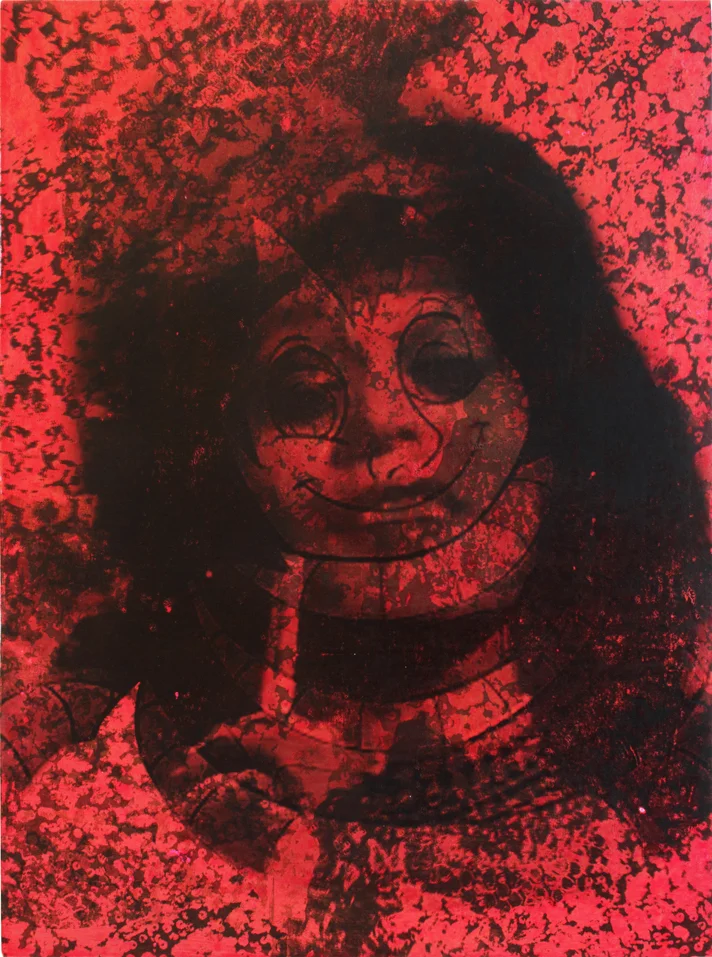 Musarrat and Mowgli, 2013 Acrylic, toner and screen print on canvas 30 x 40 inches