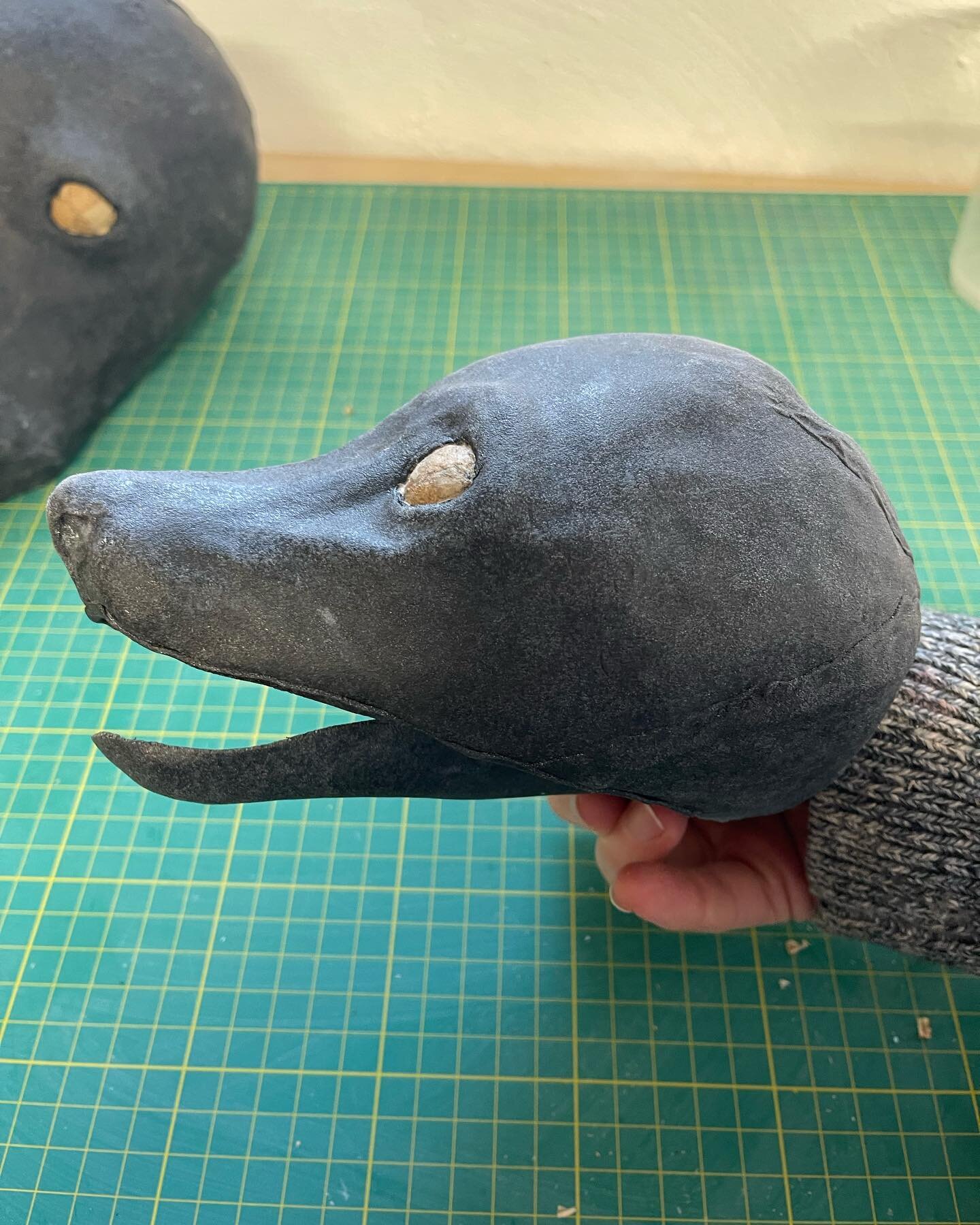 Worbla fox head 🦊 picture taken as I was working out its jaw hinge. I&rsquo;ve left the seams fairly rough as the head will be covered later #worblaart #puppetdesign #puppetmaking #puppet #fox