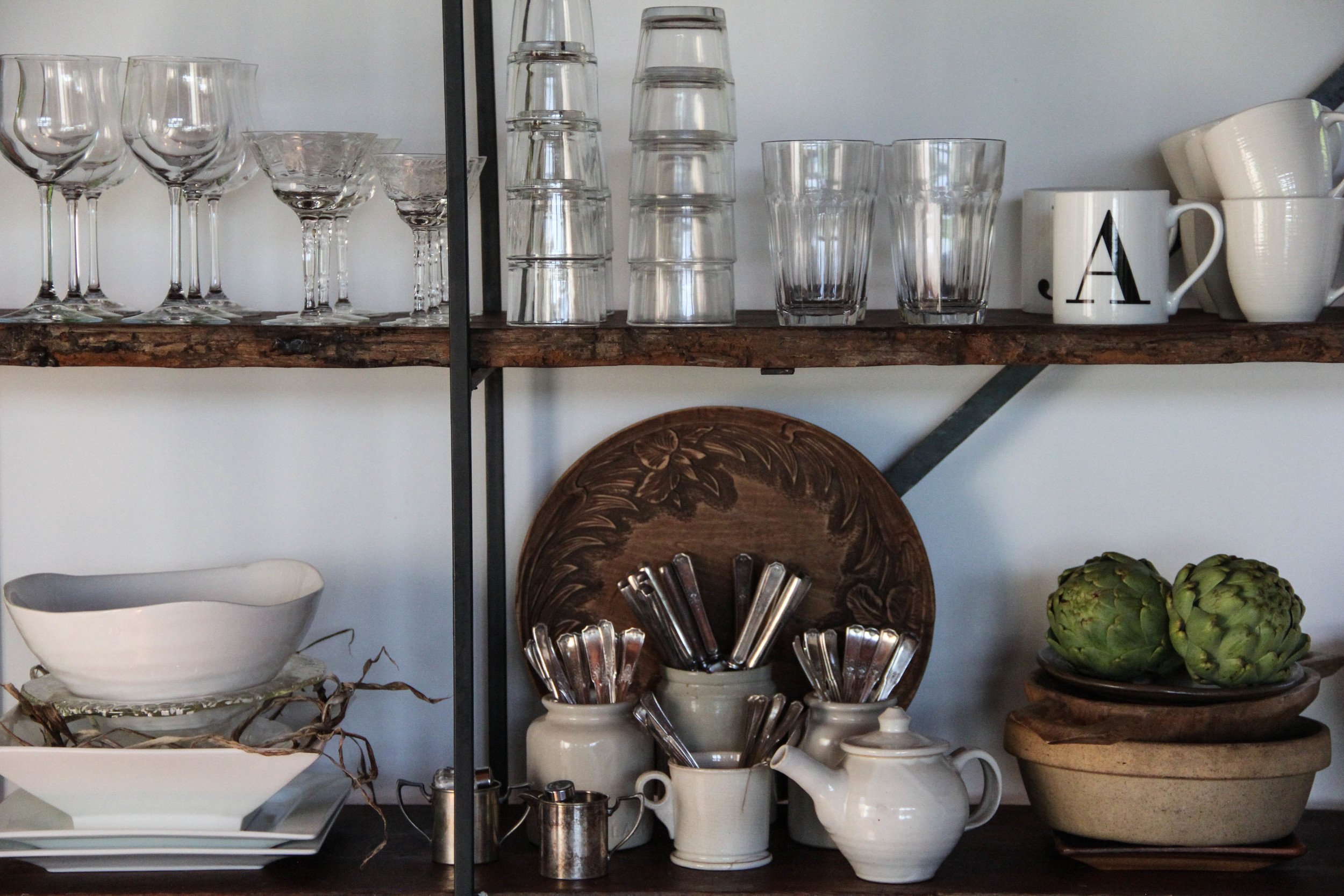 open shelving for dishes