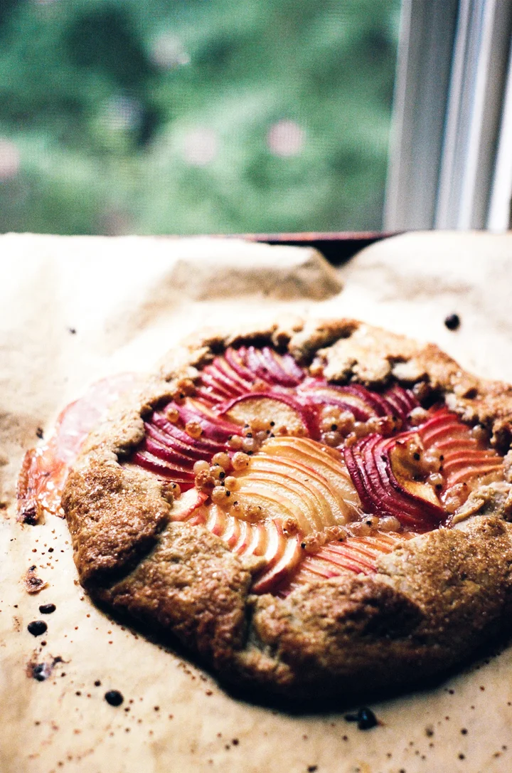 white peach, pecan, and muscovado galette | apt 2b baking co