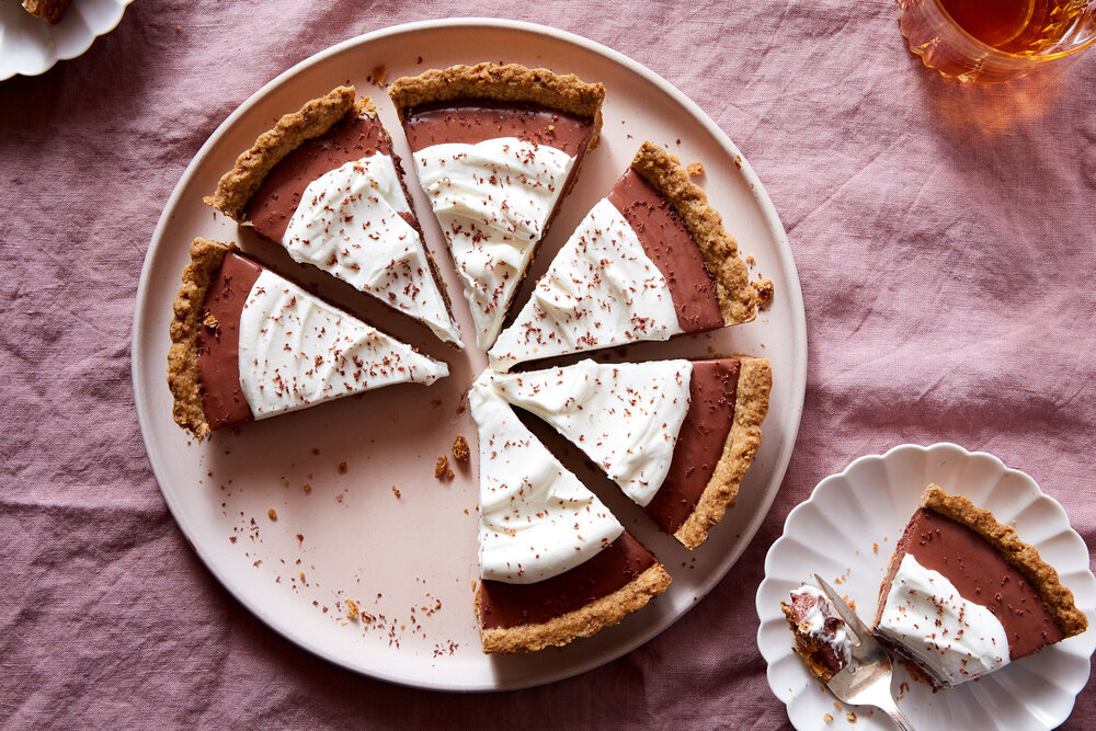 Chocolate Mousse Tart with Browned Butter Oat Crust | Raaka Baking Chocolate