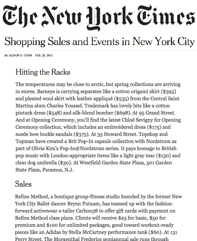 NEW YORK TIMES, FEB 2015