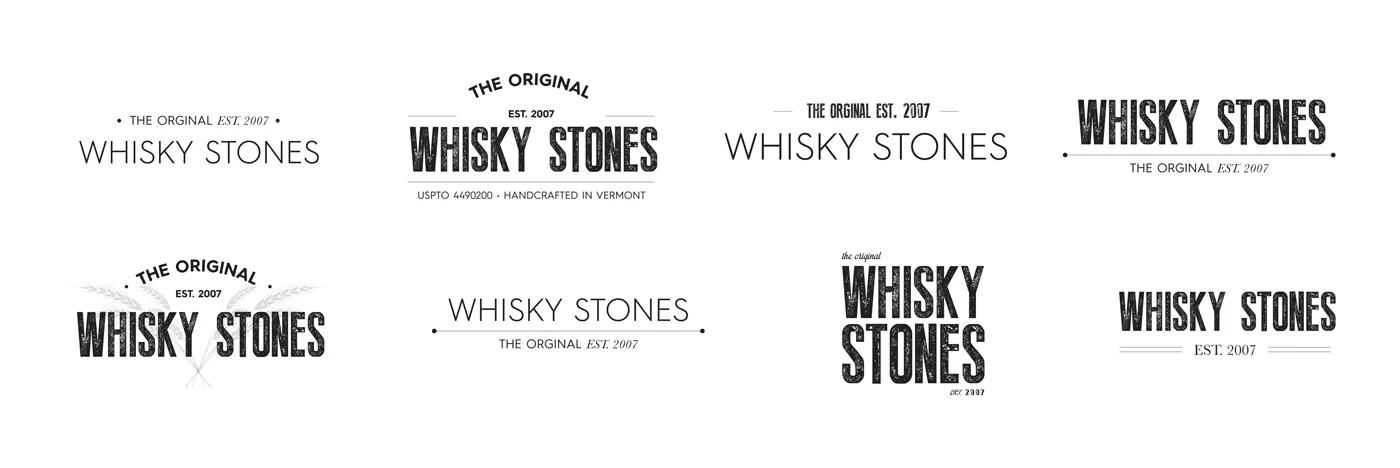 Ideation Process for creating the new Whisky Stones logo: The word "original" was essential to the company's promise of being the first to bring Whisky Stones to the marketplace in 2007. The owners really wanted to state the originality of the produ…
