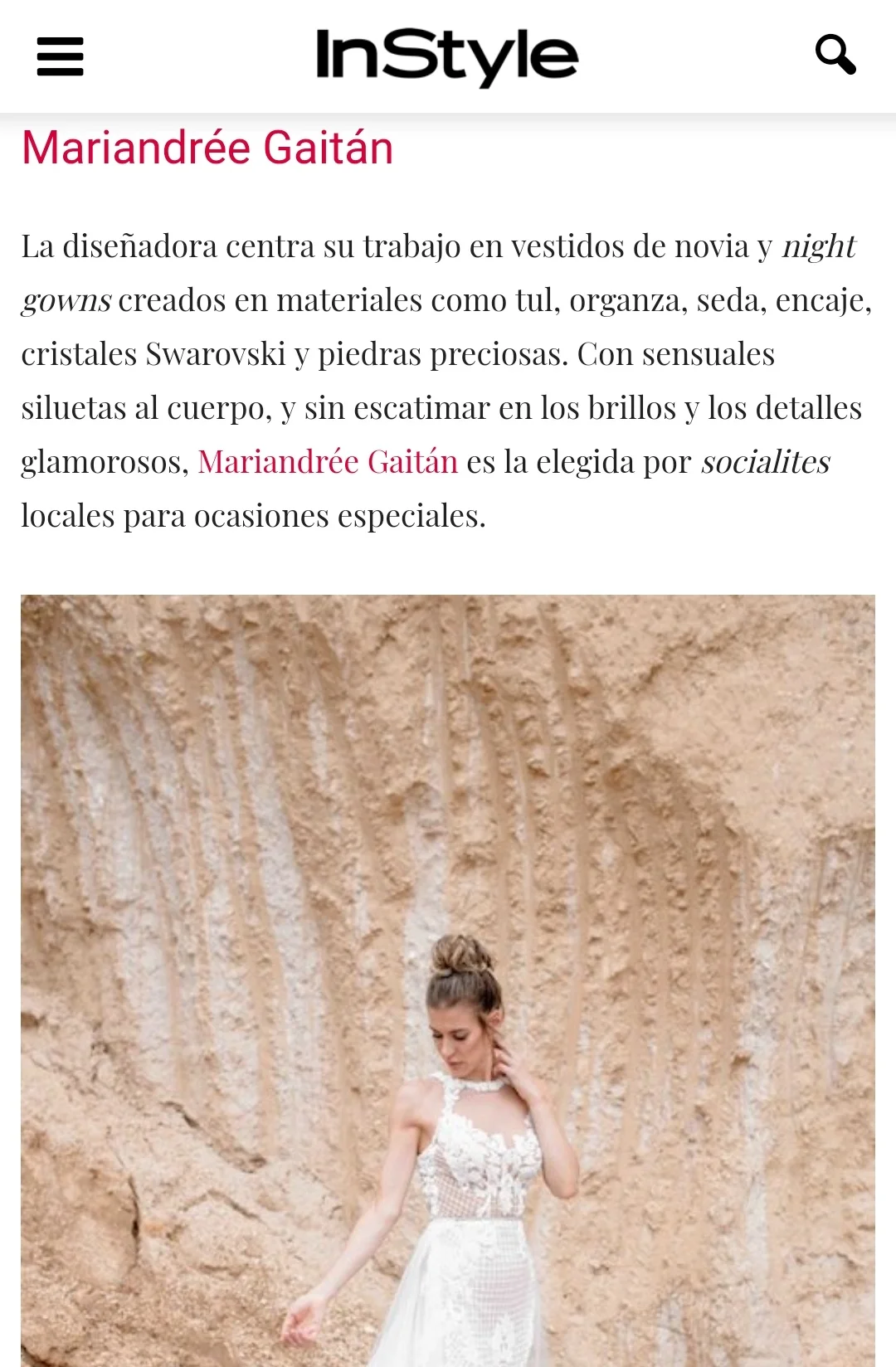Mariandrée Gaitán en InStyle México, noviembre 2018