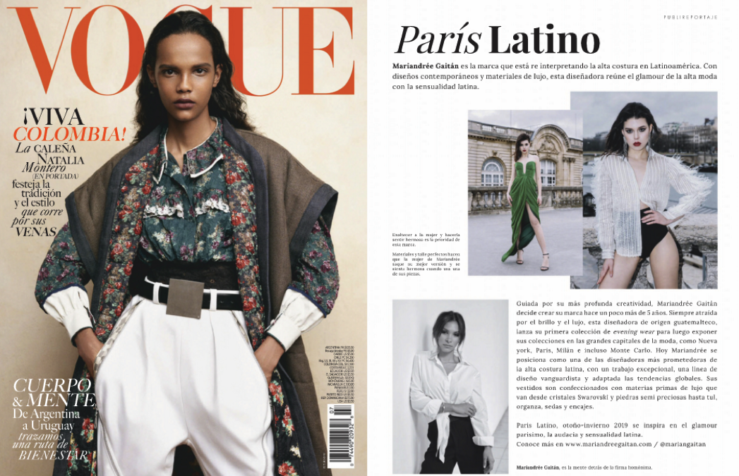 Mariandrée Gaitán en Vogue Latinoamérica, Julio 2019