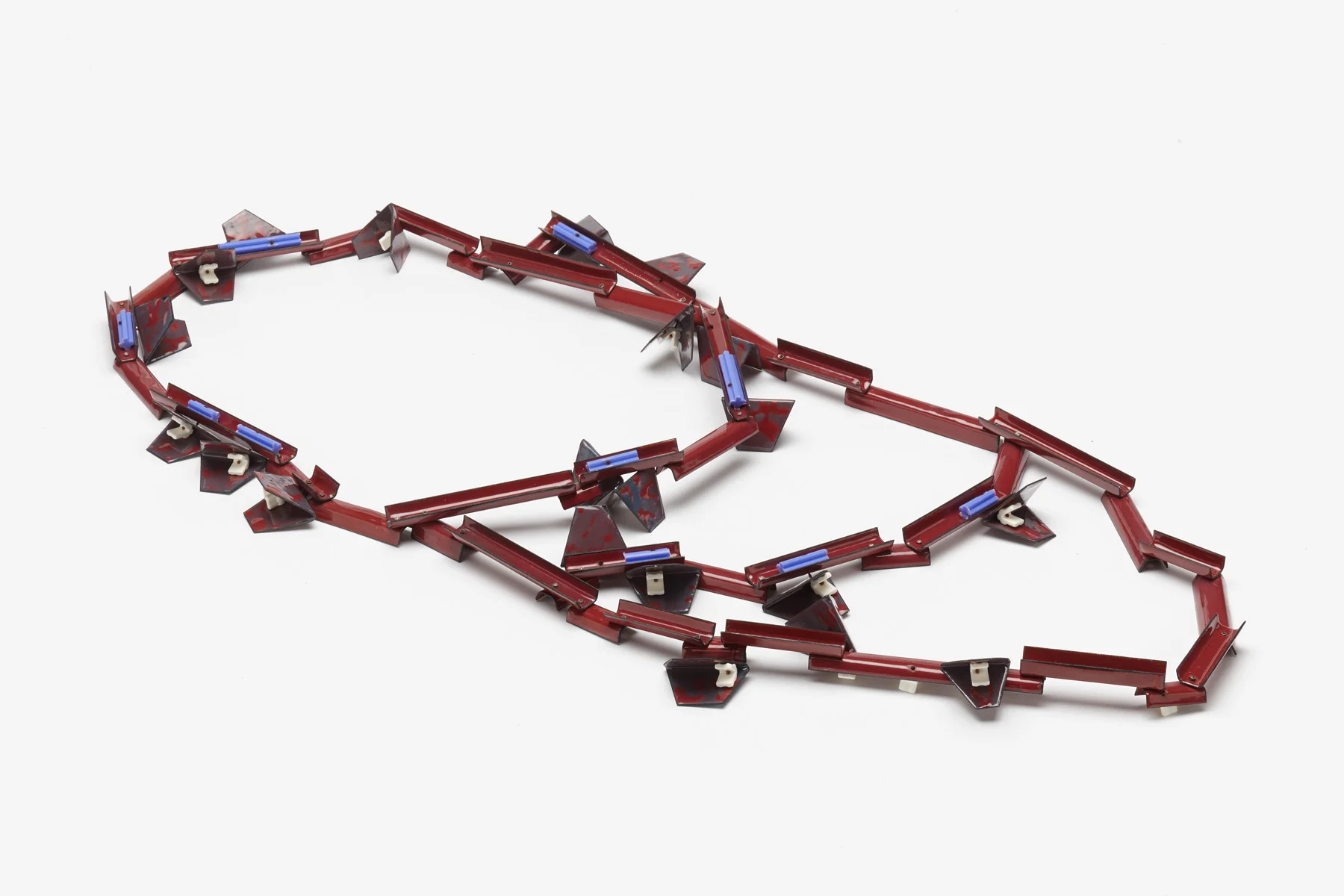 Spiky Spring Time , front view, 2013. Deconstructed K’nex parts, mild steel, enamel, sterling silver, thread. Photo by Jeremy Dillon.