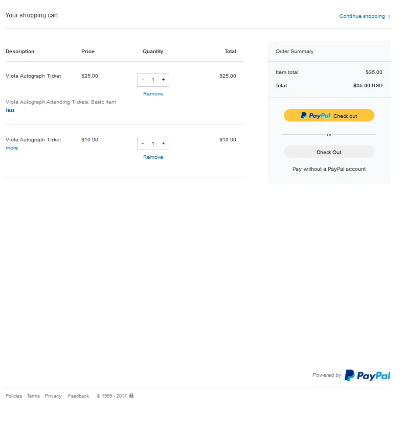 Example 1 Customer's View When Checking Out