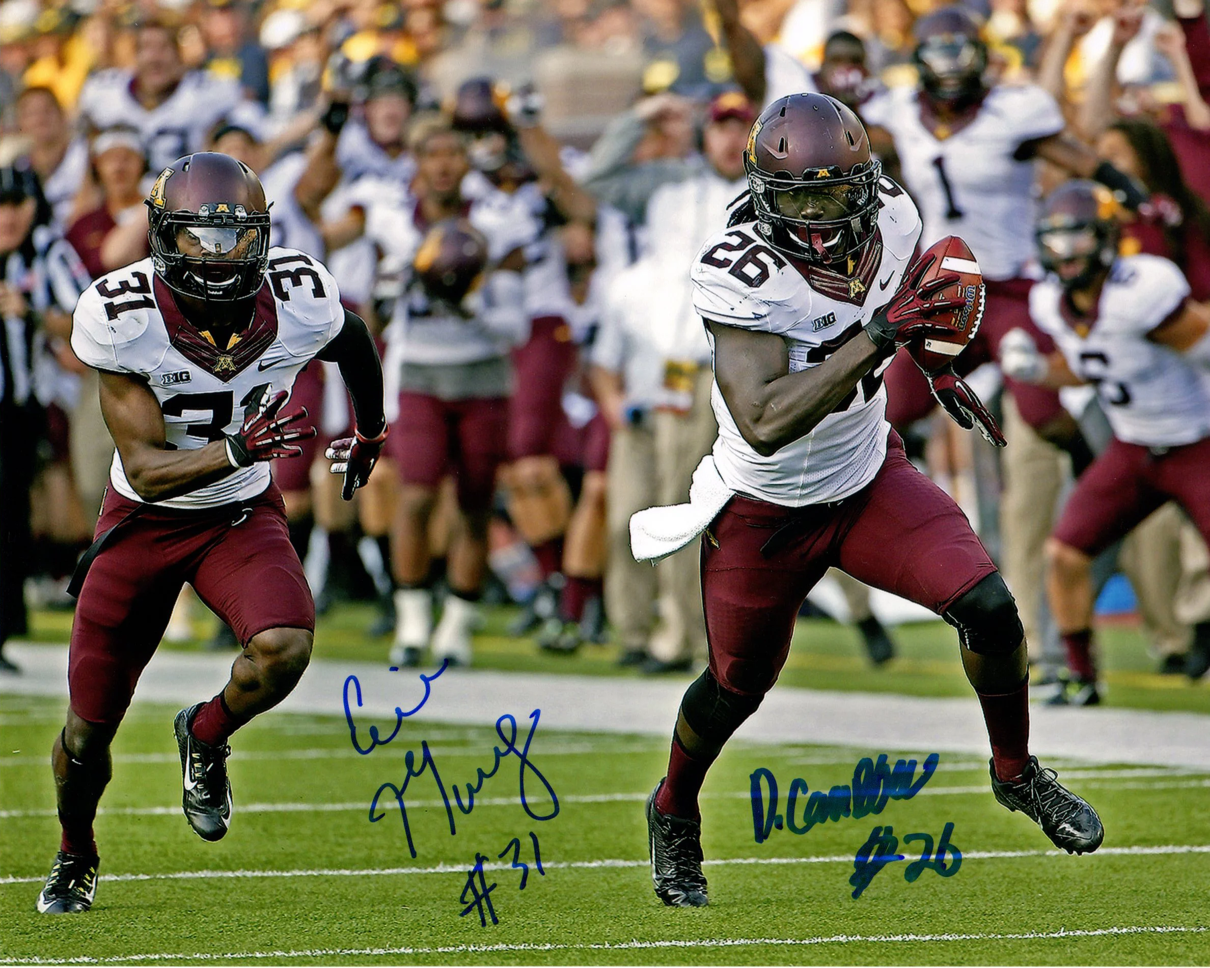 De'Vondre Campbell (Falcons) &amp; Eric Murray (Chiefs) Dual Autographed Minnesota Photo