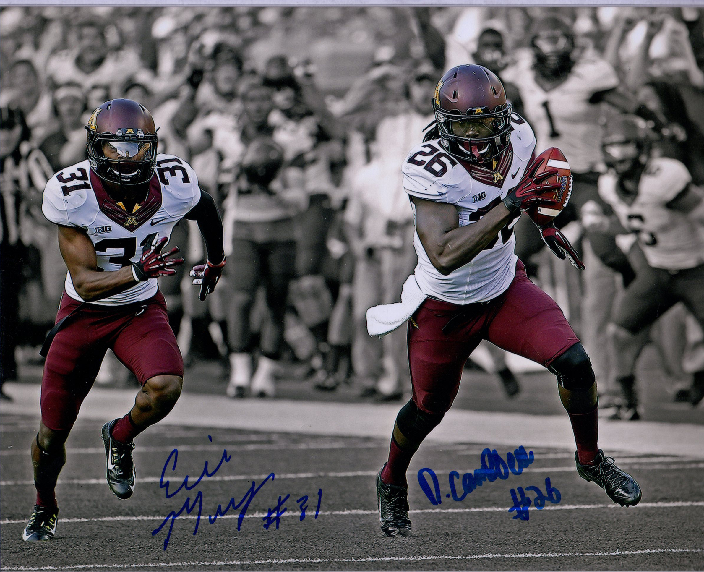 De'Vondre Campbell (Falcons) &amp; Eric Murray (Chiefs) Dual Autographed Minnesota 8x10 (Spotlight)