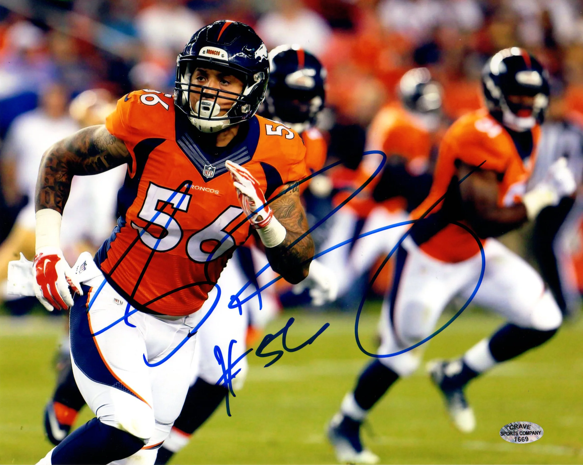 Shane Ray Broncos Autographed Action Photo