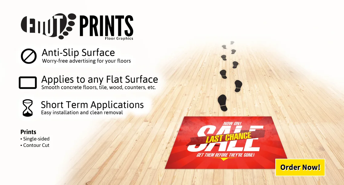 We print Adhesive Floor Graphics in Full Color