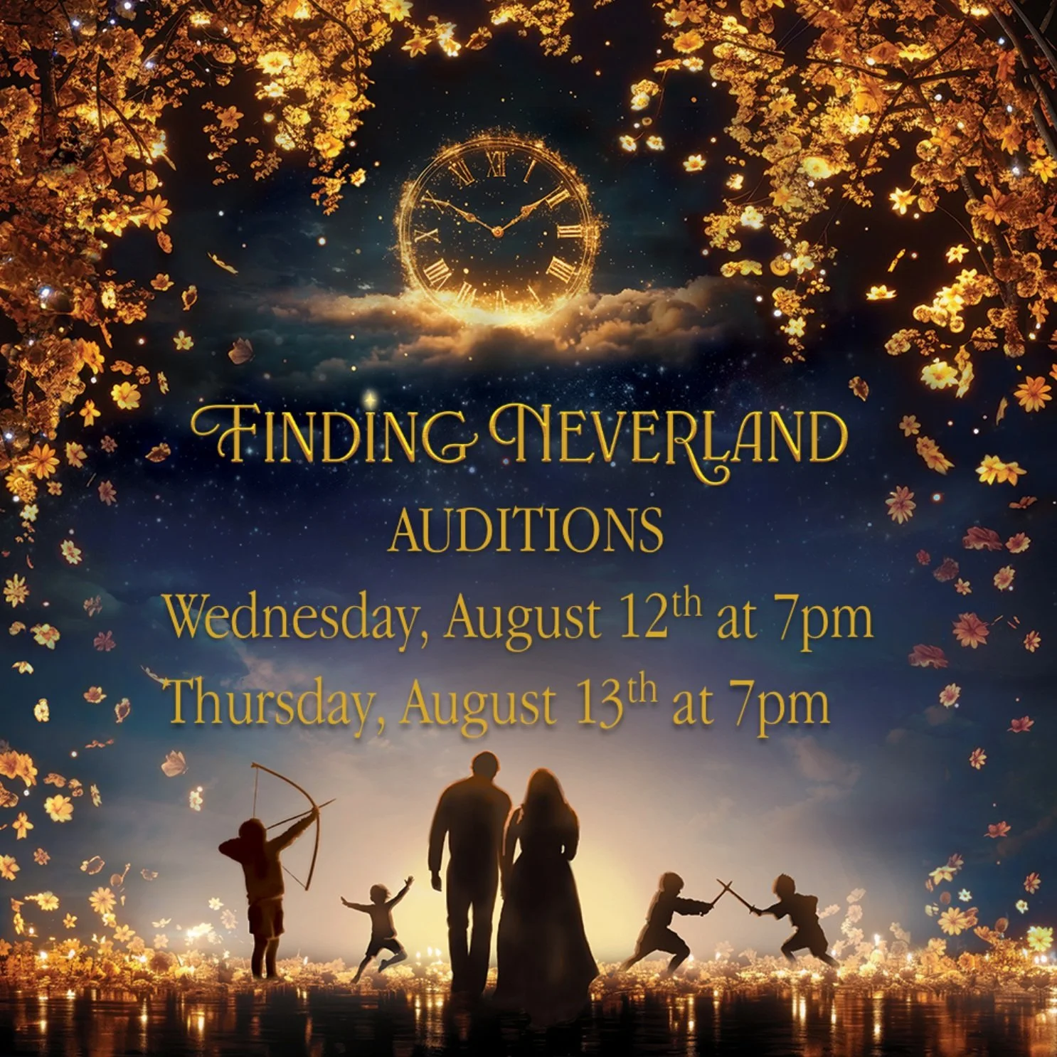 The Cultural Arts Playhouse is thrilled to announce auditions for the breathtaking Broadway musical Finding Neverland, the inspiring story of the imagination behind Peter Pan. Filled with unforgettable music, heartwarming characters, and theatrical m