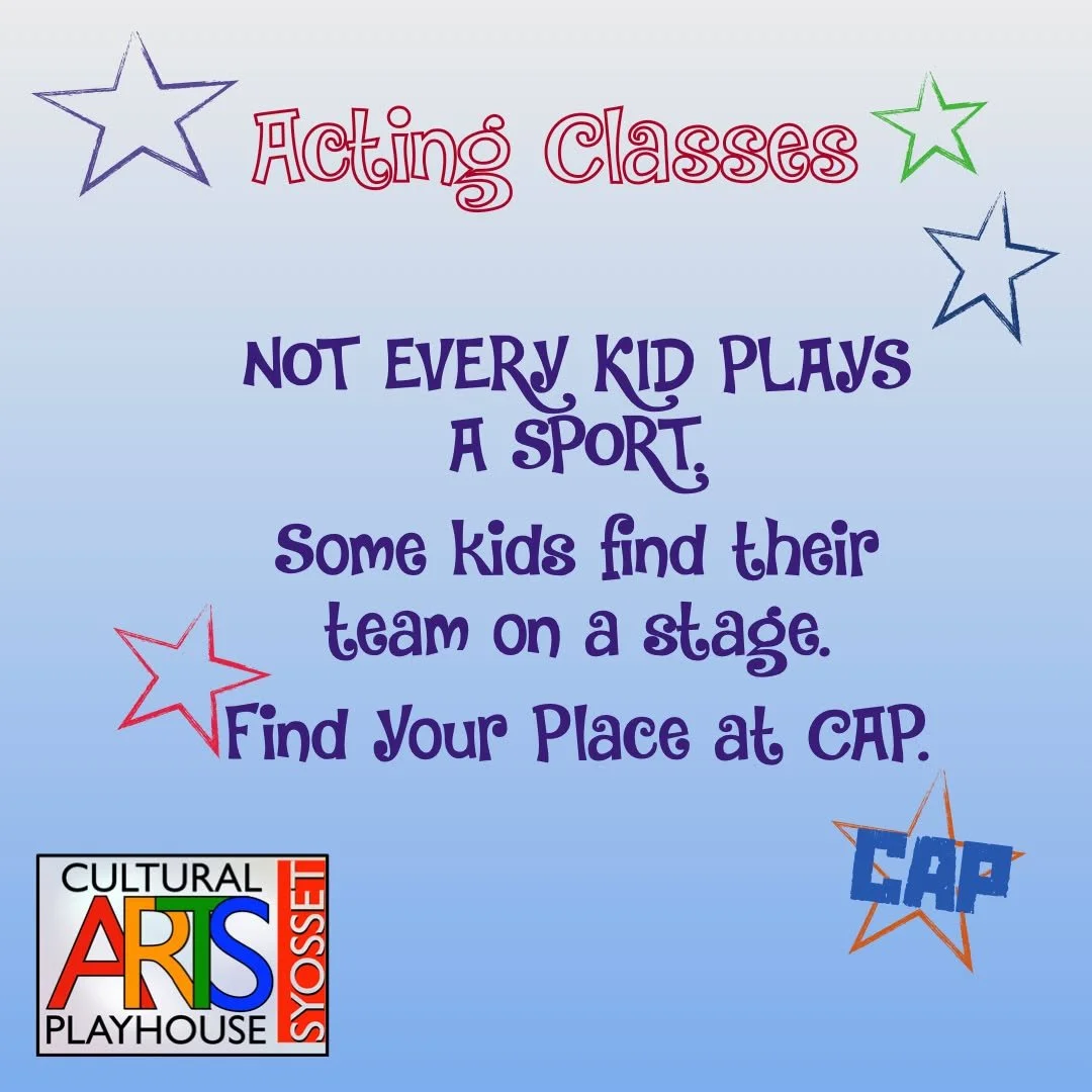 FIND YOUR P.L.A.C.E. AT CAP!

Not every kid finds their team on a field. Some find it on a stage. 

At CAP, our acting classes are about so much more than learning lines. They&rsquo;re about building confidence, discovering creativity, making connect