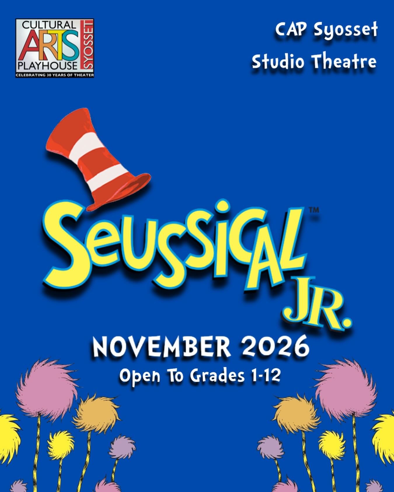 Yes, it&rsquo;s true! This fall, SEUSSICAL JR is coming to you! 

Get ready for an all new production of SEUSSICAL JR in our Studio Theatre. Auditions will be announced soon, so keep an eye out! 

#CAPSyosset #CAPYPT #CAPSeuss #OhTheThinksYouCanThink