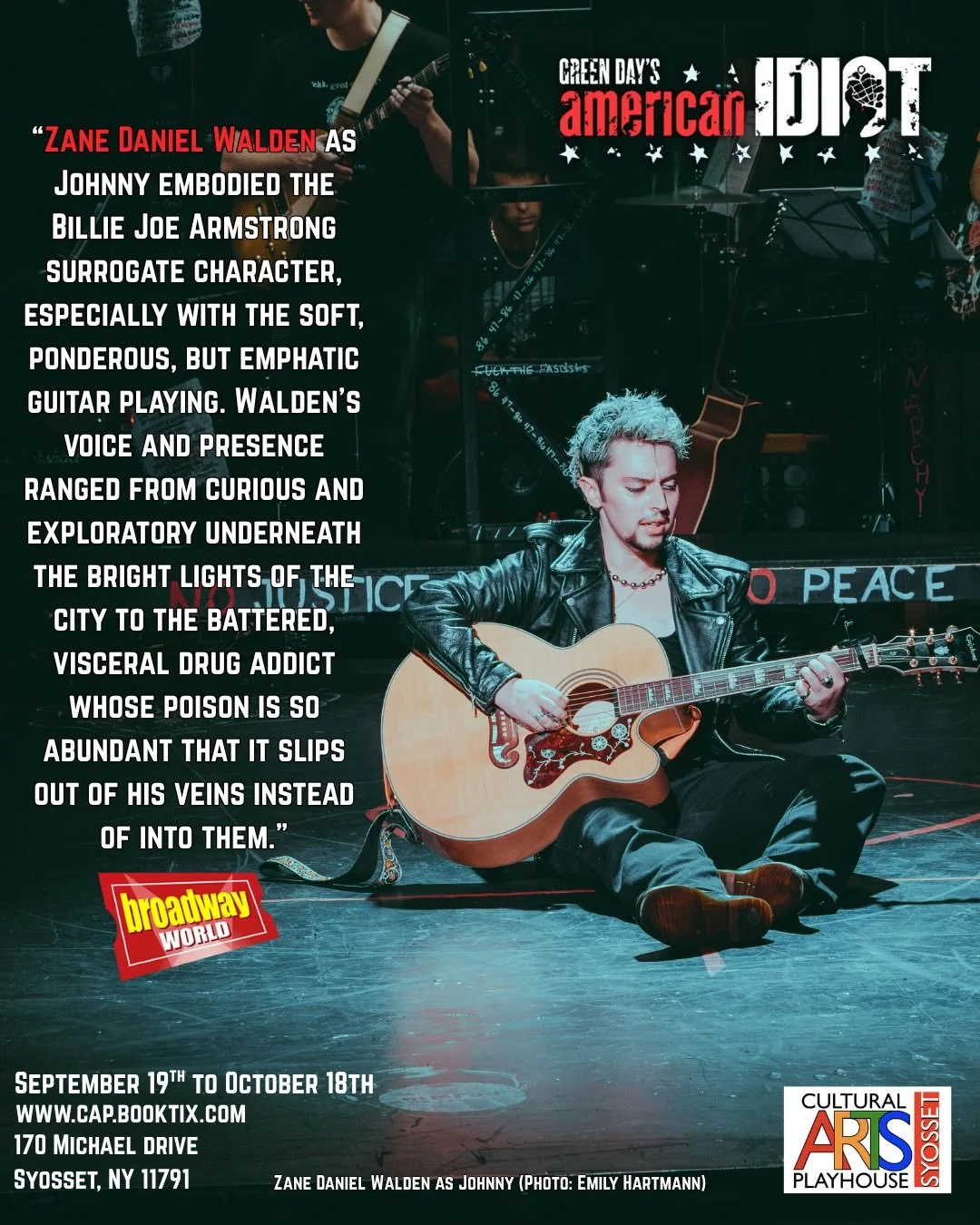 Hear the sound of the reviews for AMERICAN IDIOT! Thank you to @eliza.behn of @officialbroadwayworld for this glowing #Review !!!

Get your tickets before it&rsquo;s too late! 

CAP.BookTix.com || (516) 694.3330 

#CAPSyosset #AmericanIdiot #GreenDay