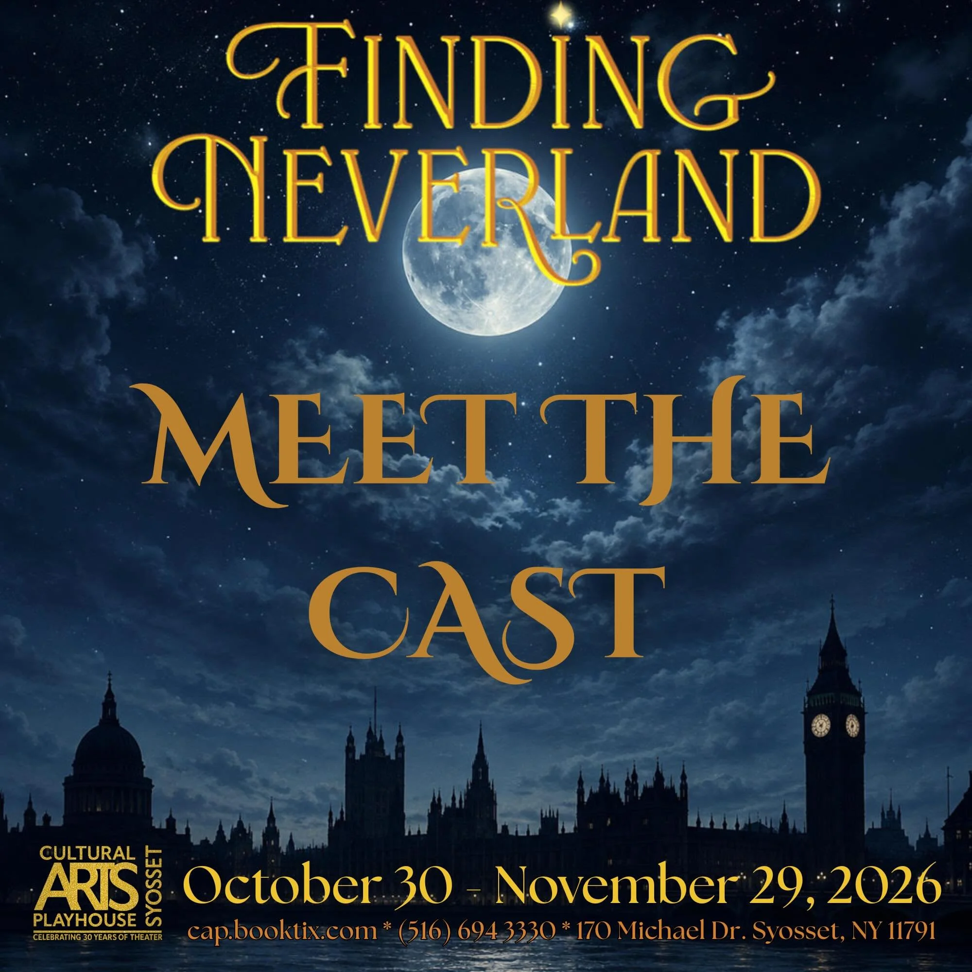 It&rsquo;s almost time to fly off to Neverland! We&rsquo;re so pleased to introduce the cast of FINDING NEVERLAND. 

This production is bound to be fun for the whole family, call for group rates!

CAP.BookTix.com || (516) 694.3330

#CAPSyosset #CAPNe