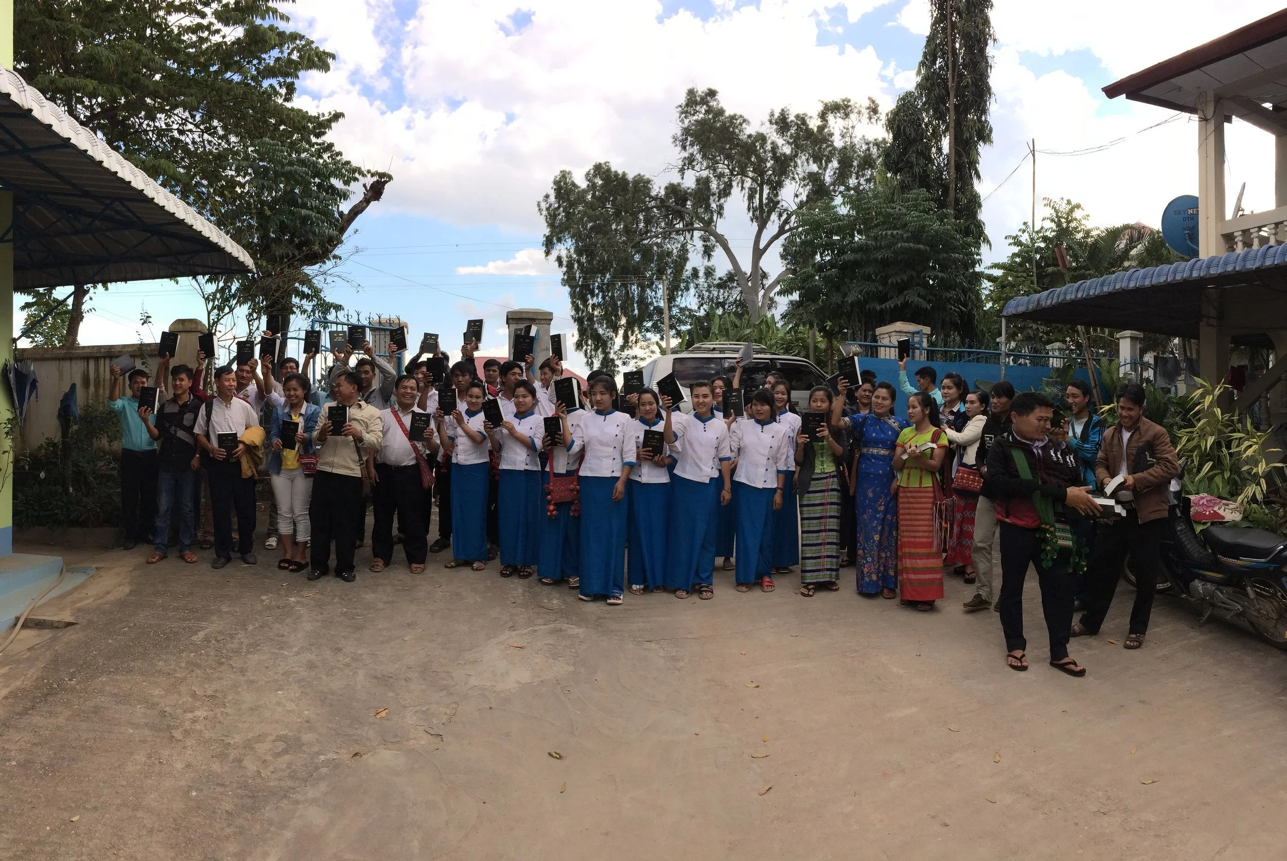 Lahu believers receiver their first Bibles, November 2017