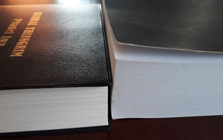 The original 2.2 lb Bible versus the new
