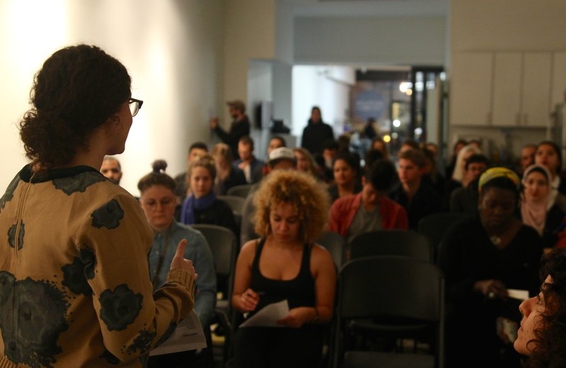 Facilitating conversation about post-2016 election at Repair The World in Crown Heights, Brooklyn