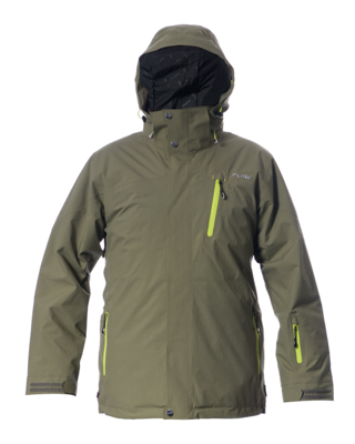 Telluride Men's Jacket - Khaki / Lime Zips